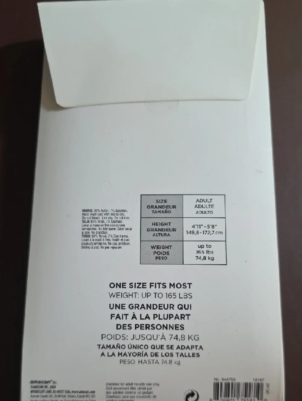 Amscan Black Footless Tights - One Size Fits Most New